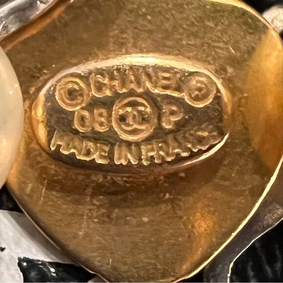 CHANEL 
Pearl CC Charm Chain Drop Earrings Silver Gold - Picture 6 of 7